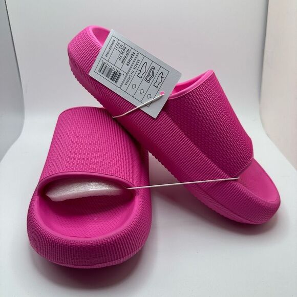 CUSHIONAIRE Women's Cloud Recovery Slide Sandals with +Comfort 7 HOT PINK - Picture 6 of 7
